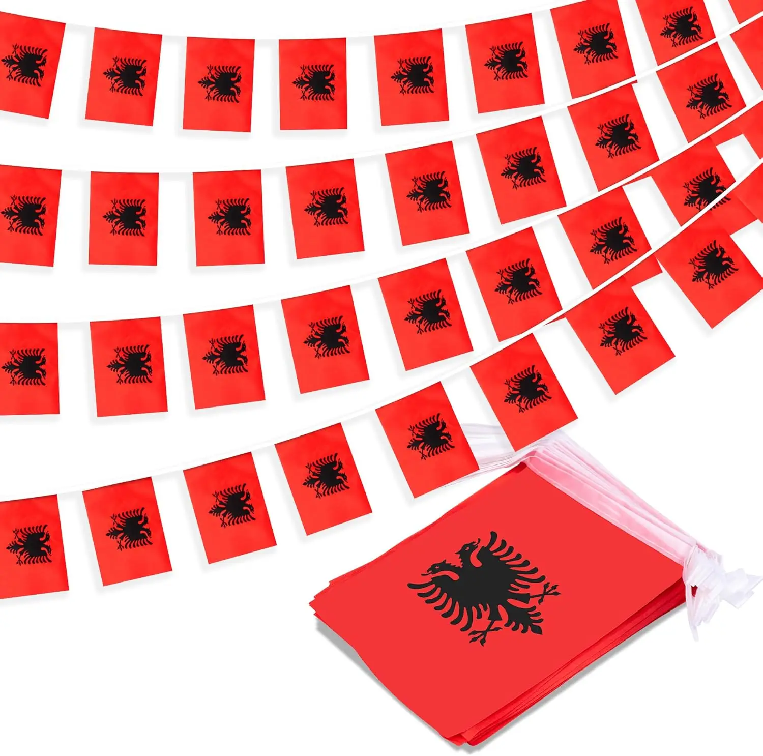 Bandera Albania 14x21 cm – Banderín cadena para festivales - imagen 4