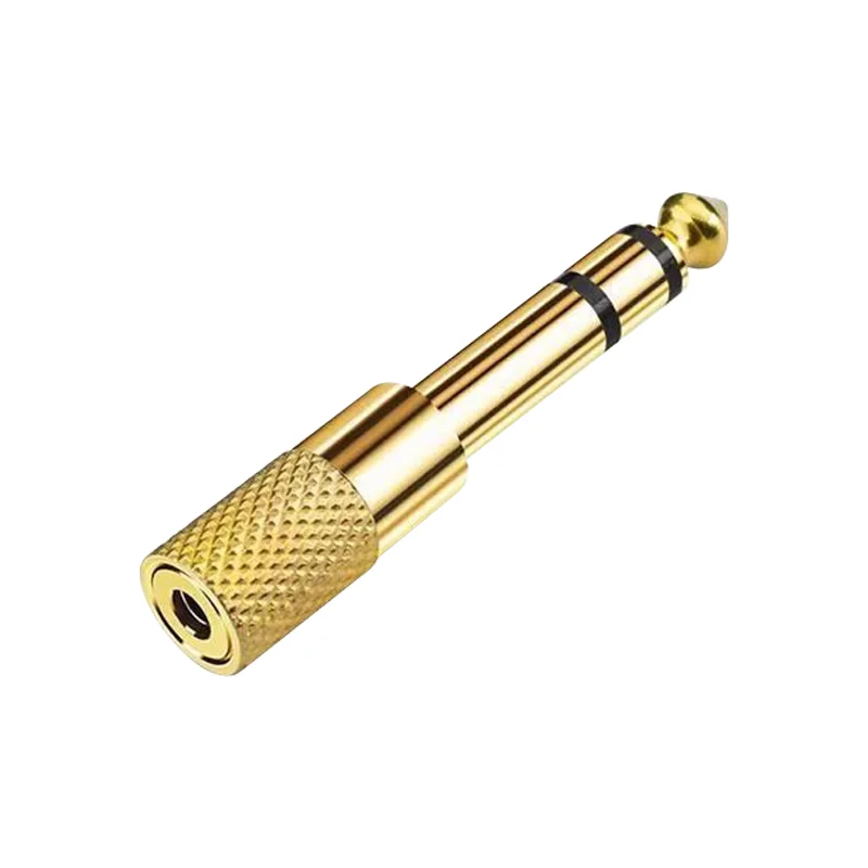 Microphone Adapter Stereo Headphone Jack Audio Plug Male to Female Golden 35 Mm 635mm