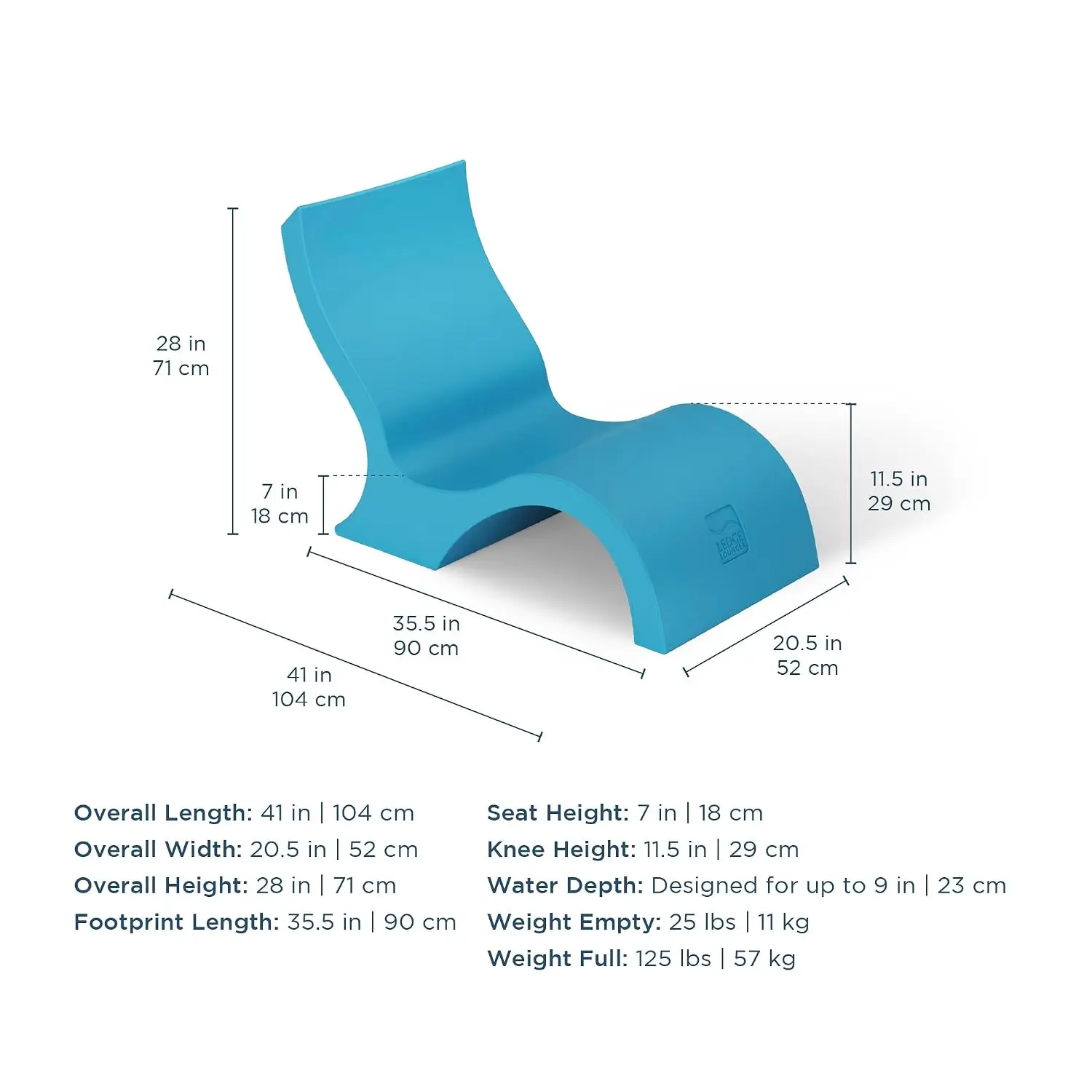 Signature Lowback Chair for in Pool or On-Deck Use - Ideal Water Depths 0-9 White Pool Lounge Chairs Set of 2 for Socializing