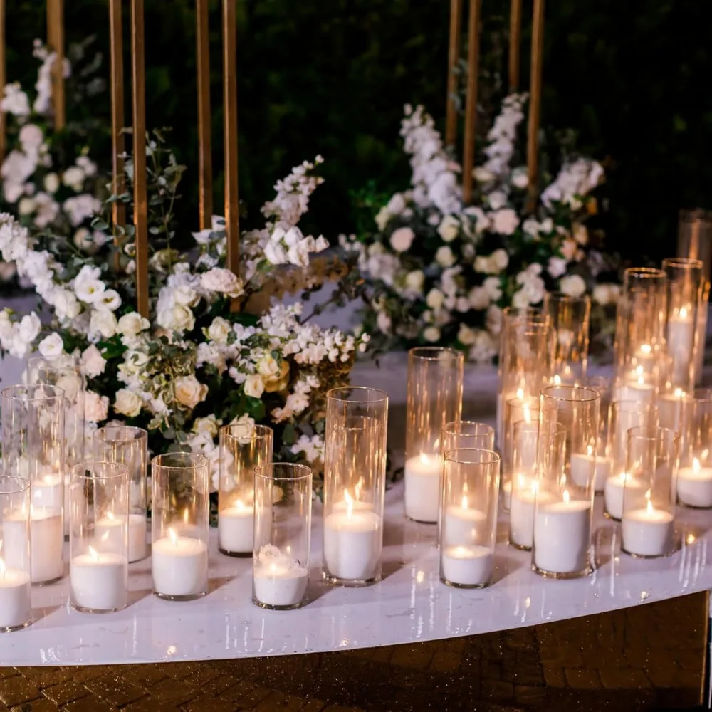 48 قطعة مزهريات أسطوانية زجاجية مزهرية زهور شفافة مزخرفة 6,8,10 بوصة حامل شموع عائمة قطع مركزية للطاولة لحفلات الزفاف pa #5