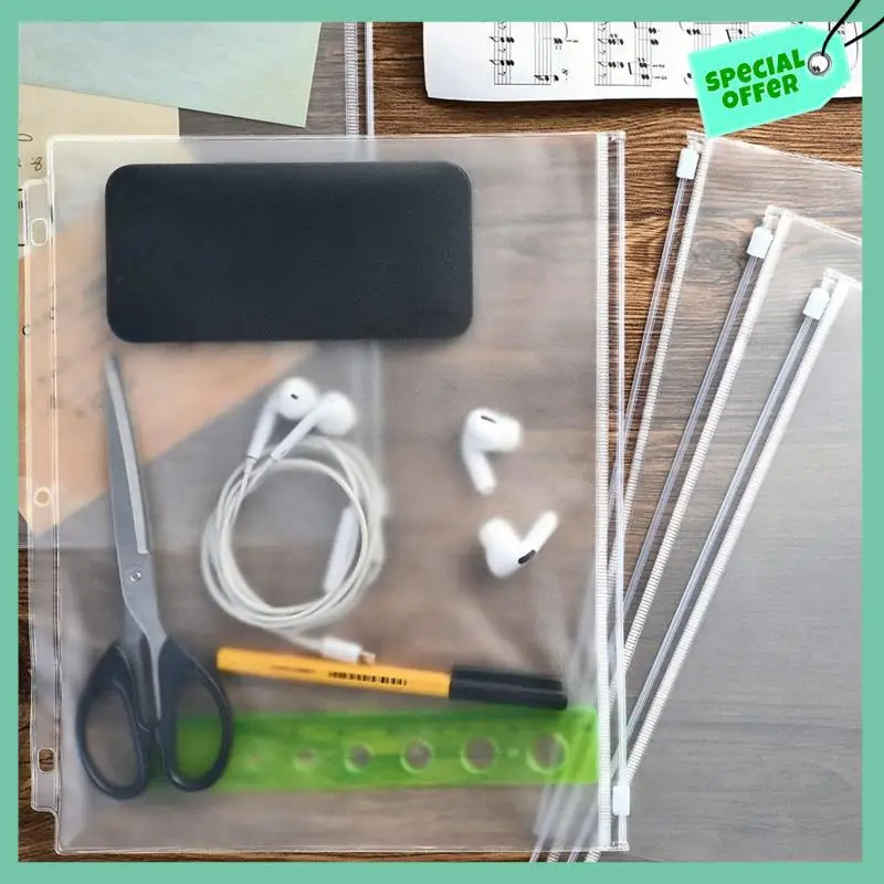 

A95Q-12Pcs Binder Pouch Loose Leaf Filing Document Storage Bags 11.4In X 9.4In Waterproof PVC Binder Pockets For 3-Ring Binder
