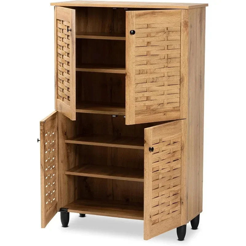 Winda Shoe Cabinets, Oak Brown/Black Constructed from engineered wood, metal, and polymer