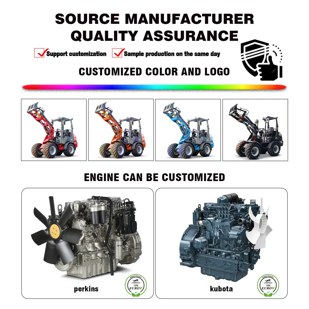 Agriculture/Engineering/Construction/Earthmoving/Home Use 800KG 1Ton 2 Ton 3 Ton Small Mini Micro Diesel Wheel Loader Customized