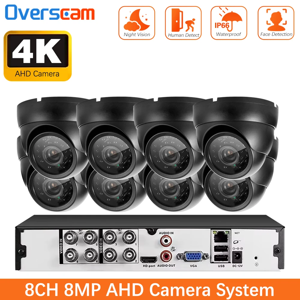 8CH AHD DVR H.265 CCTV System 4K HD AHD DVR 8.0MP IR Outdoor Security Waterpfoof Camera Surveillance Kit Mobile Phone Remote