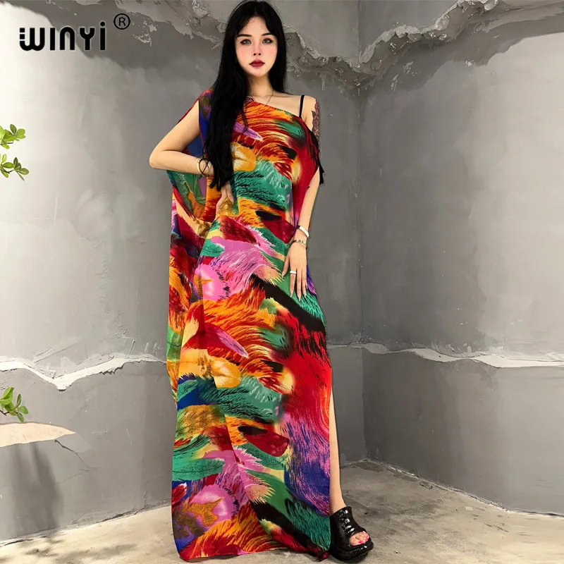 WINYI Bohemian Dresses Sleeveless multifunctional beach dress summer outfits Fashion long dress beach outfits for women cover-up