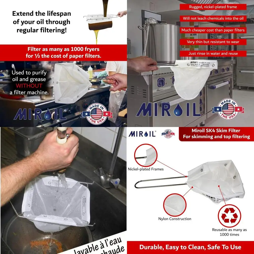 

Reusable Deep Fryer Oil Filter Bag SK4, 13x7.5, Skim Cooking Grease for Commercial Kitchens & Food Trucks