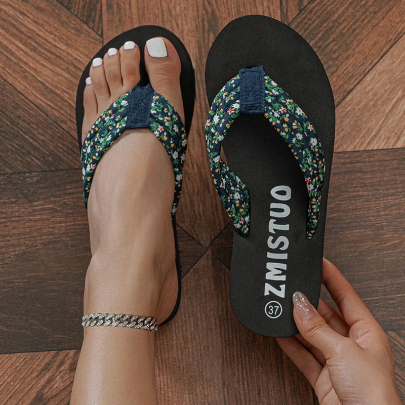 Summer Women Print Slippers Shoes Sandals Slides Women Beach Home Slippers Ladies Flat Flip-flop Indoor House Chanclas Mujer