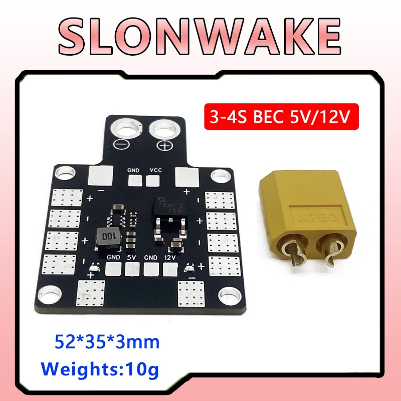 SLONWAKE 3A PDB Power Distribution Board BEC 5V 2A 12V 0.5A with XT60 Plug for DIY Quadcopter