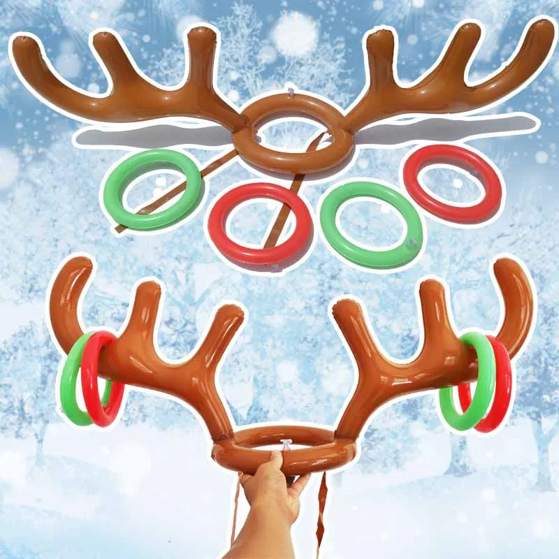 

Christmas Party Games Props Inflatable Antler Throwing Ring Toys Children Interactive Games Throwing Ring Toys Set