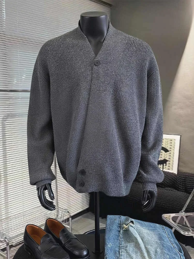 

ay Sweater Cardigan Men's Outerwear Spring Autumn Lazy Sle Knitted Coat Cleanfit Yarn irt V-ne Long Sve Soft Comfo...