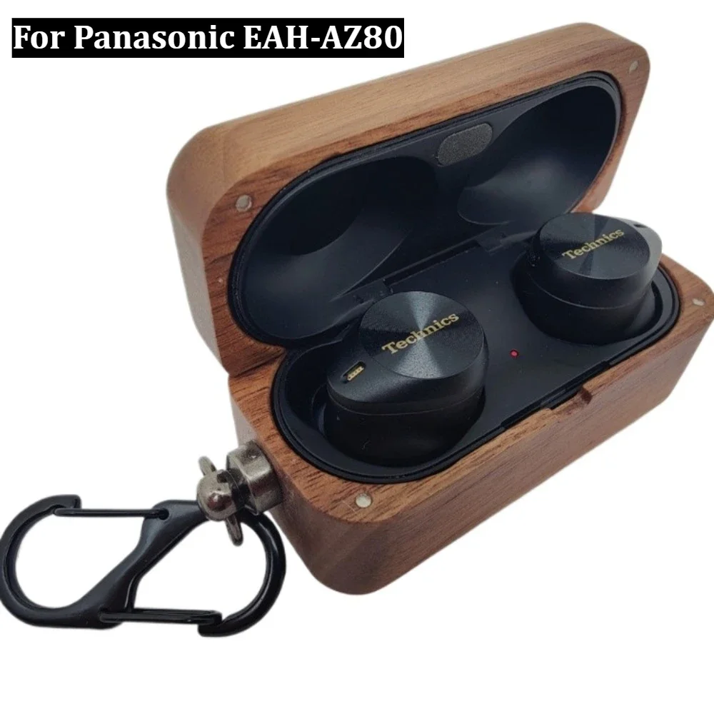Para Panasonic Technics EAH-AZ80 funda protectora de madera maciza de nogal auriculares inalámbricos Bluetooth caja de carga funda dura