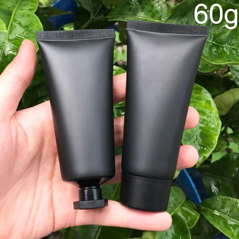 

60ml Frost Black Plastic Cream Squeeze Bottle 60g Cosmetic Facial Cleanser Soft Tube Shampoo Lotion pack Bottles Free Shipping