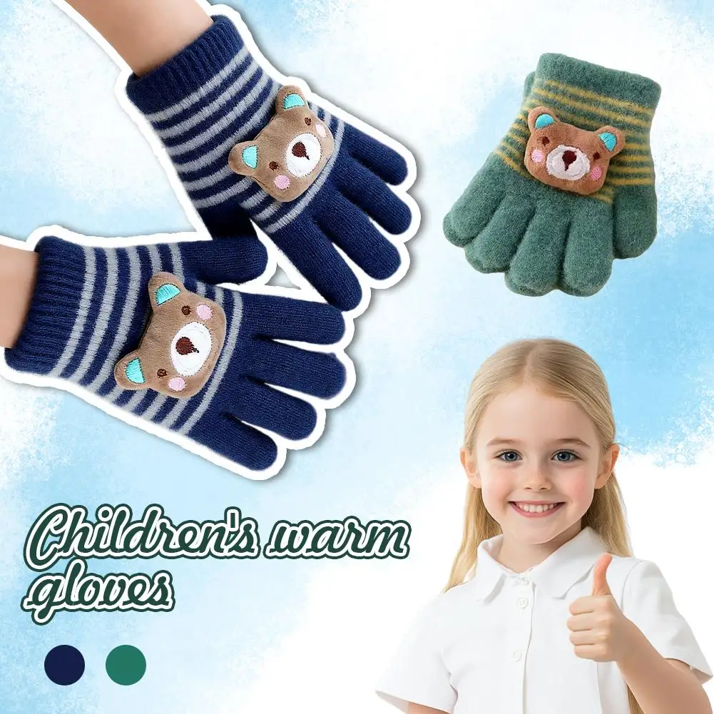 

Kids Winter Gloves 3-6 Years, Warm Five-Finger Cartoon Gloves for Boys & Girls, Soft Comfortable Thermal Mittens for Toddlers