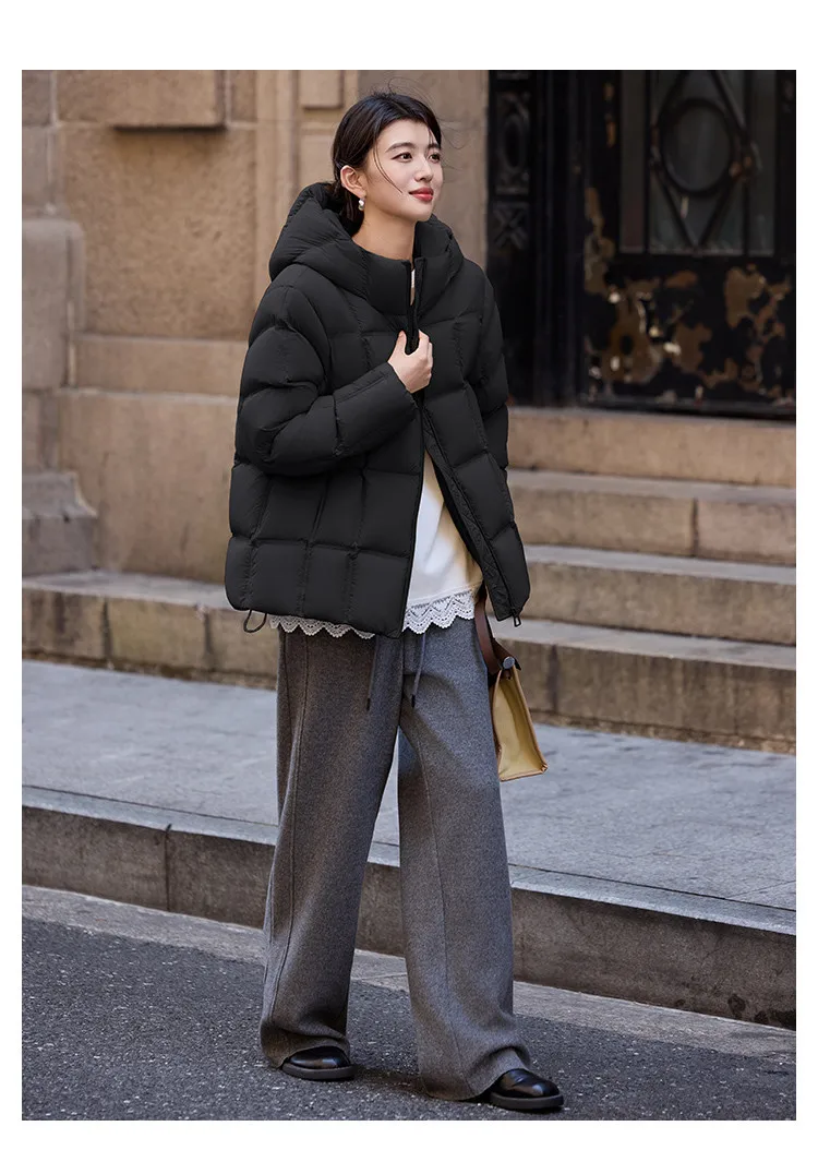 LOUISYAO 90% Duck Down Three Proof Jacket Women 2025 Winter Minimalist Hooded Thickened Premium Warm Outerwear Coat