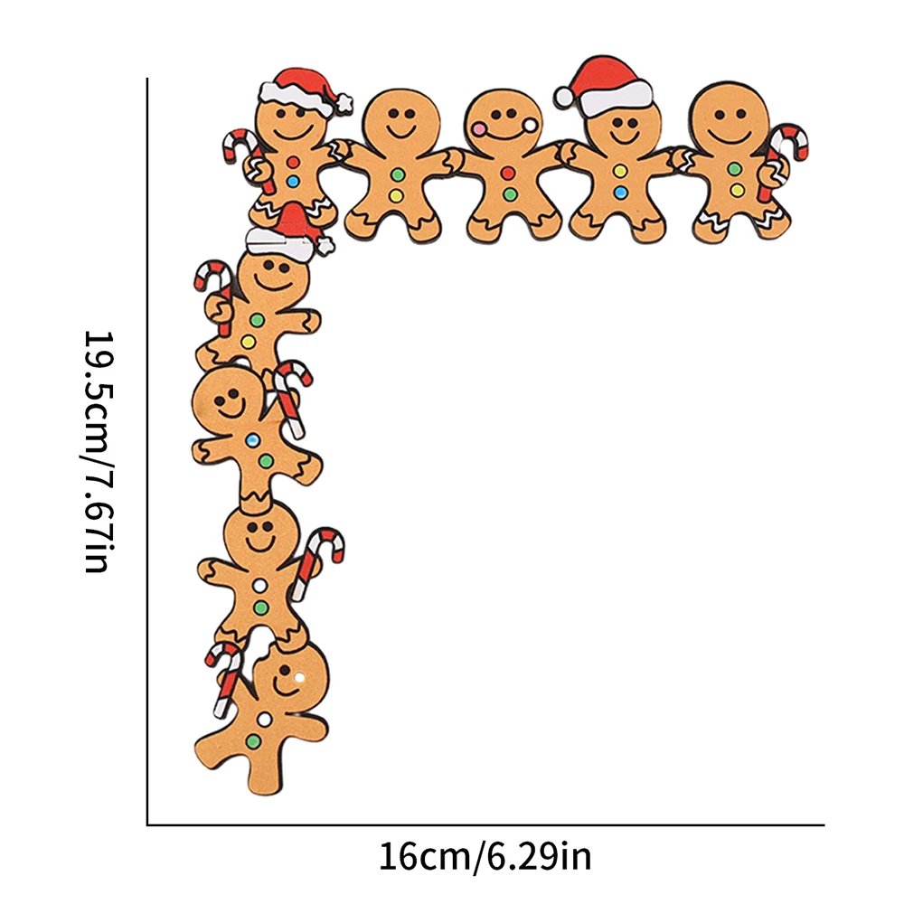 رجل الزنجبيل عيد الميلاد باب الديكور الزاوية إطار خشبي مع قبعات سانتا وقصب لديكور جدران المنزل حفلة عيد الميلاد