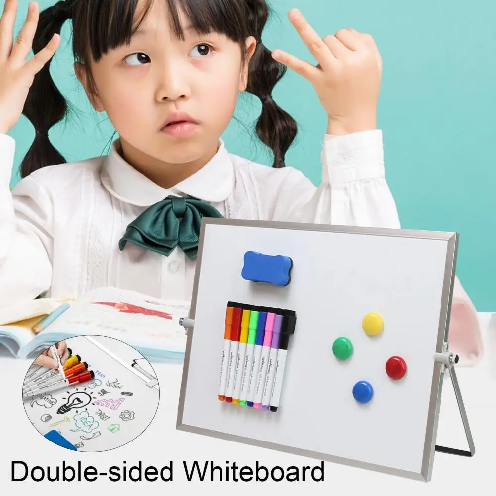 

Study Table Whiteboard Portable Double-sided Magnetic Desktop Whiteboard Ideal for Home Office Teaching with 360 Degree