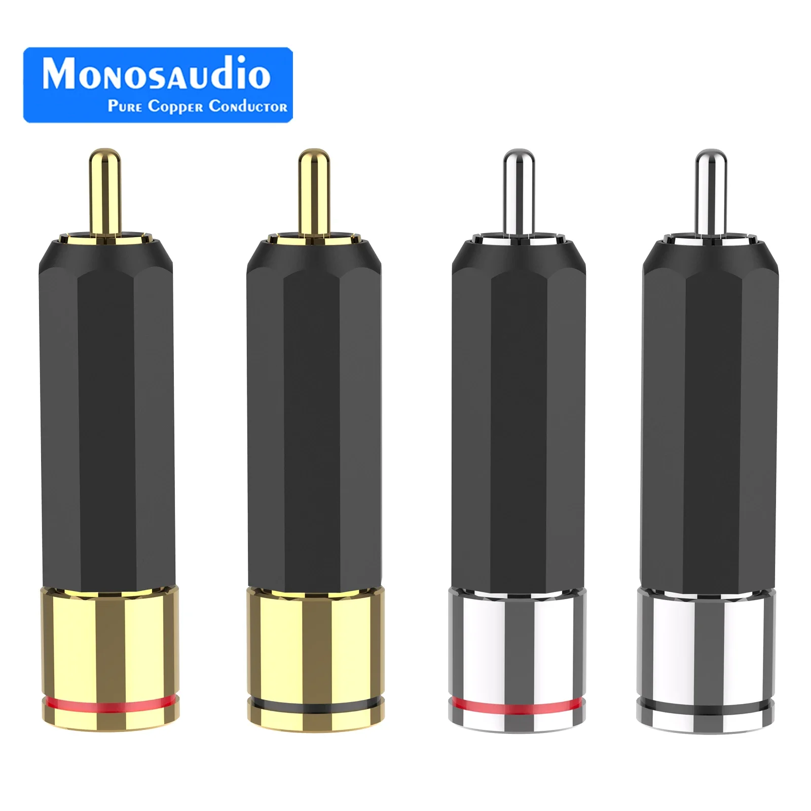 Monosaudio R209 Pure Copper Gold/Rhodium Plated RCA Plug RCA Screw Locked Speaker connector For Audio Speaker Video Signal Input