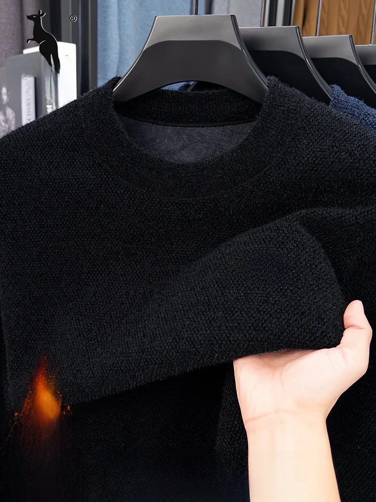 

Kangaroo Men's Thiened Winter Knitted Sweater f High Collar One-Piece Fce Warm Casual Long Sve T-irt for Men