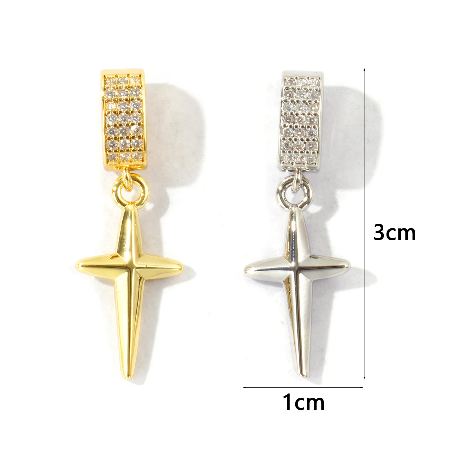 1pc Galaxy Star Charms Micro Pave Clear Rhinestone 18K Gold Plated Brass Pendant For Women DIY Necklace Bracelet Jewelry 3x1cm