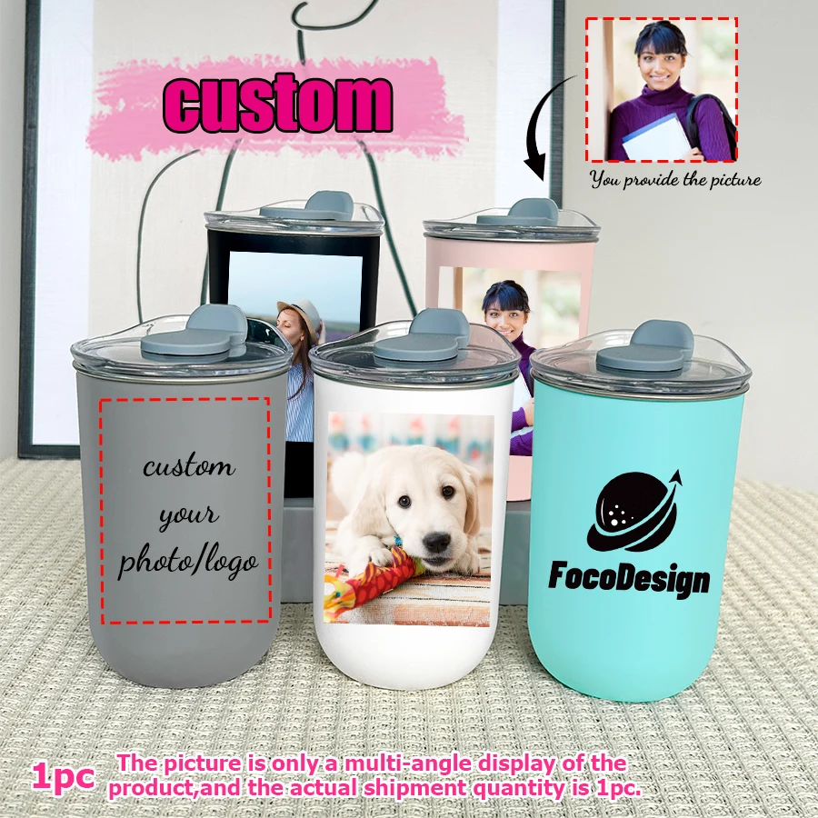 1pc 10oz Custom Photo Stainless Steel Water Cup, Outdoor Travel Mouthwash Cup, Stainless Steel Coffee Mug, Christmas Decoration view 6