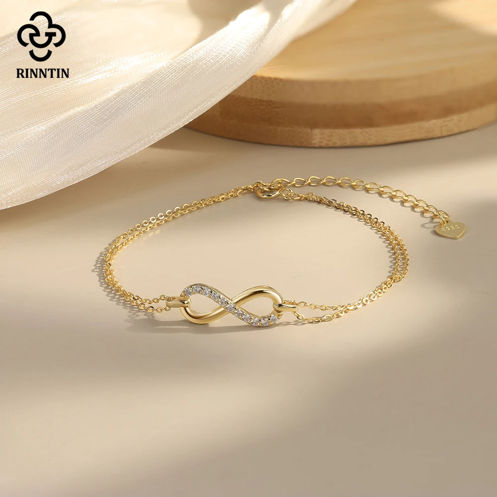 

Rinntin S925 Sterling Silver Infinite VVS D Color Moissanite Diamond Bracelet For Women Luxury Jewelry Birthday Gift SMOB06