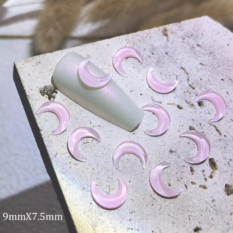 Abalorios de dibujos animados para decoración de uñas, accesorios para manicura, Luna transparente de hielo, cristal colorido, resina, diamantes de imitación, 50 piezas