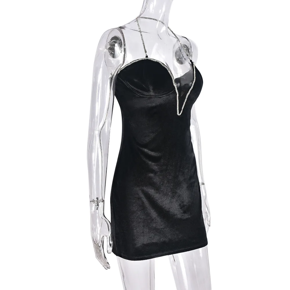 Głęboki dekolt w szpic bez pleców, sznurowane, seksowne, smukłe, Mini sukienka na studniówkę damskie eleganckie szwy strój urodzinowy sukienka wieczorowa klubowa