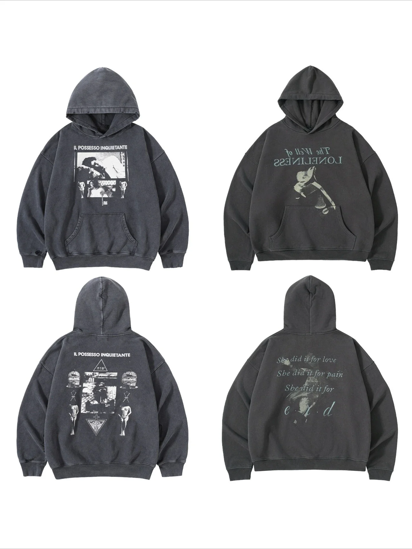 ER/D 25FW Well of Solitude Washed Old Sweater Hoodie