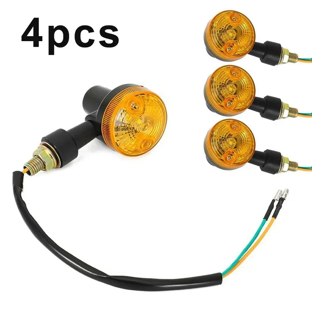 4Pcs Motorcycle LED Turn Signal Lights Motorbike Indicator Lamps License Plate DRL Moto Flasher Tail Brake Bulbs Amber Lamp