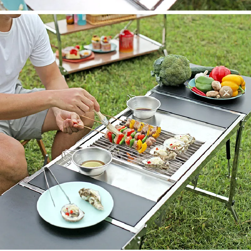 SmiloDon IGT BBQ Stove 1 Unit Barbecue Camping Stove Charcoal Grill Stove Foldable Stainless Steel Stove for IGT Table Outdoor