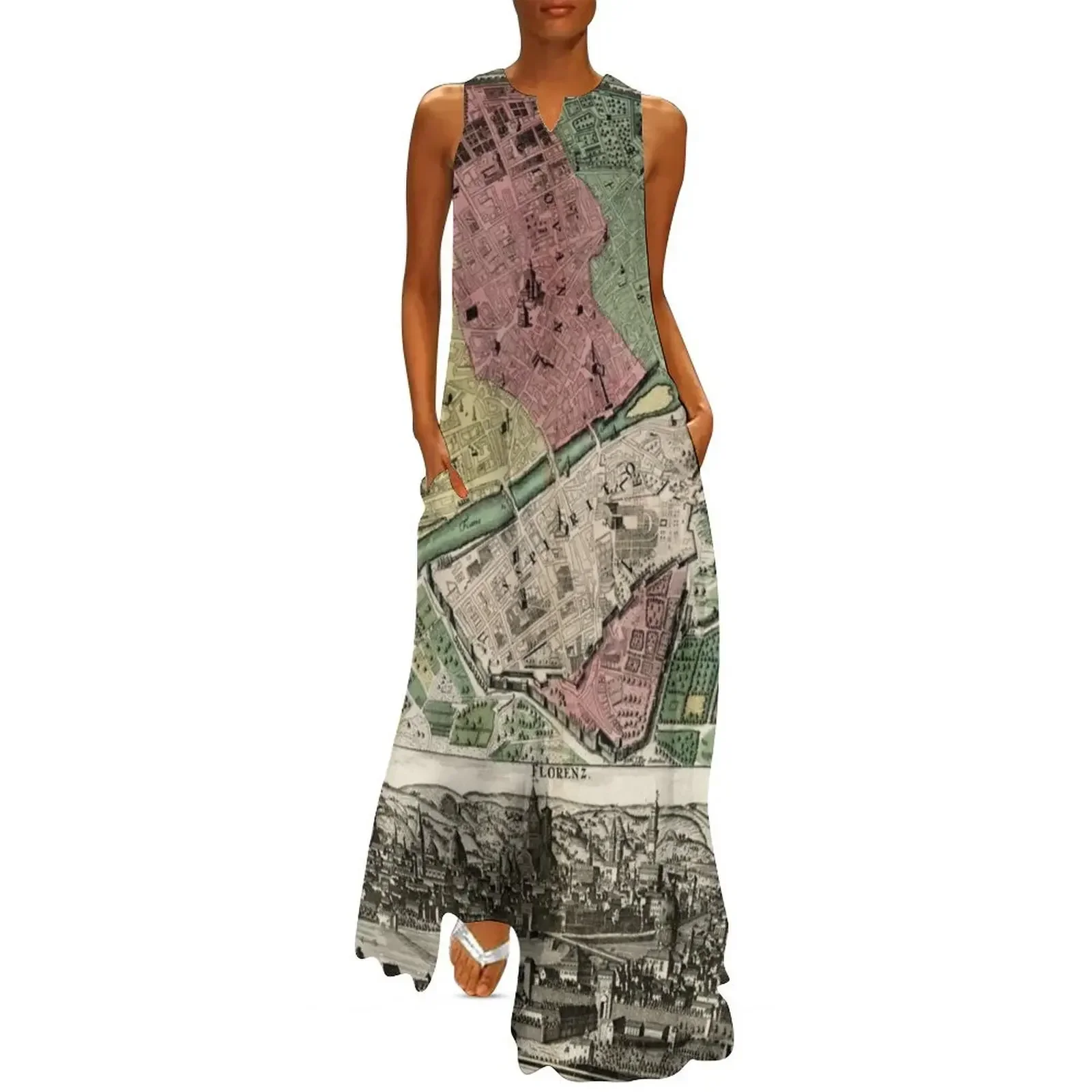 

Vintage Map of Florence Italy (1730) Long Dress evening dress Dress for girls Women long