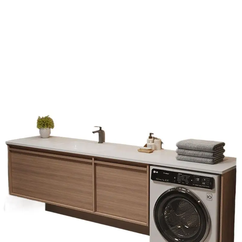 

Встроенная раковина из каменной плиты, встроенный шкаф для стиральной машины, комбинированный унитаз для ванной комнаты