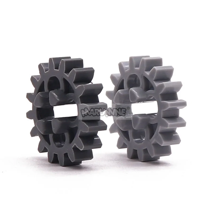 Marumine 10PCS MOC Technology Gear Wheel 16 Tooth Bricks Parts Compatible with 4019 Construction Mechanical Blocks Accessories