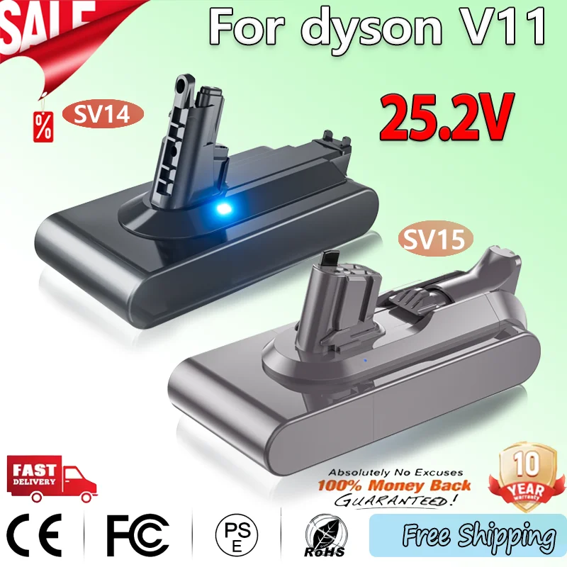 25.2V 6.0ah pour Dyson V11 SV14 SV15 batterie série aspirateur moelleux V11 absolu Extra V11 absolu Animal 970145-02 batterie