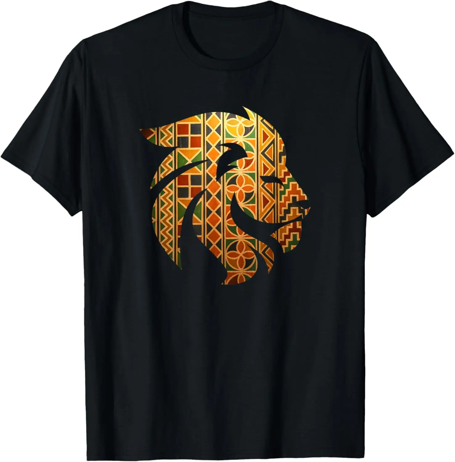 

African Lion Head, African Pattern, Black History T-Shirt
