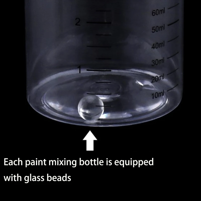 PET 재료 페인트 혼합 용기 회전 노즐 제어 스케일 모델 공예품 용 명확한 측정 표시 15UB