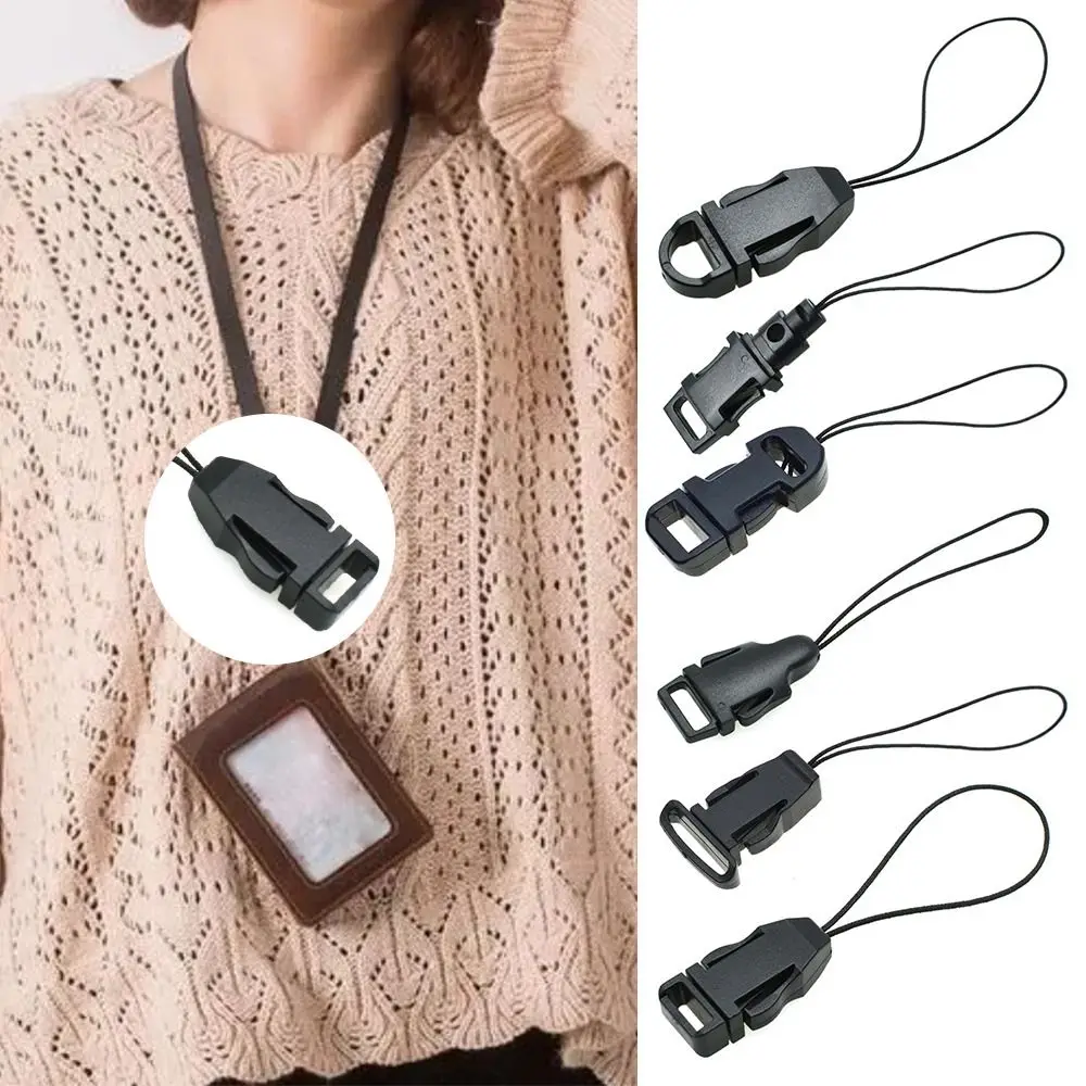 10 Pcs/Pack Detachable Mobile Phone Buckle Mini Anti-lost DIY Hand-Woven ID Card Holder Black Plastic Buckle