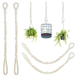 Colgador de macramé para plantas, extensor de cesta colgante, color Beige, 4 unidades