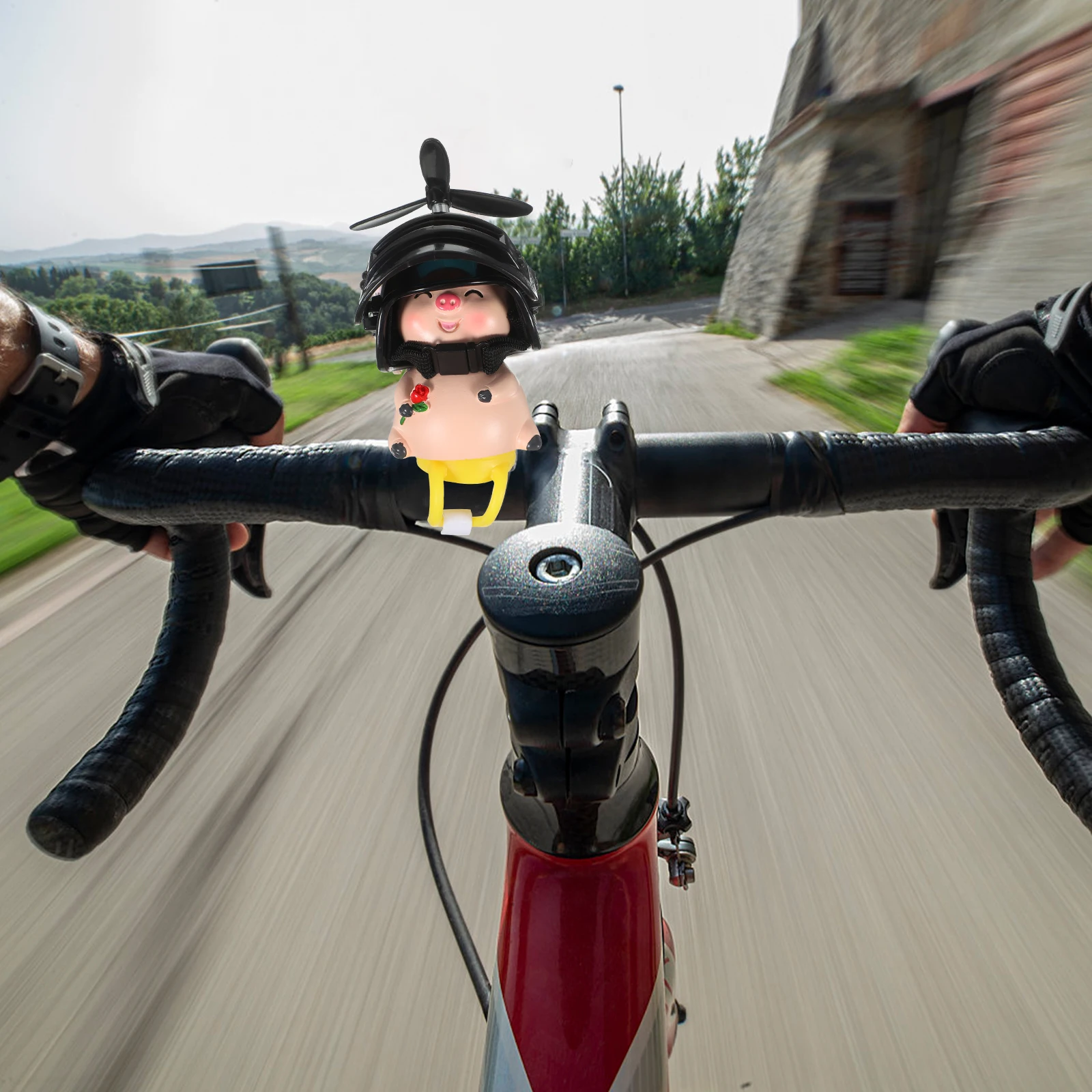 

Pig Bike Propeller Ornament Lightweight Plastic Motorcycle Handlebar Decoration Unique Car Bike Accessory