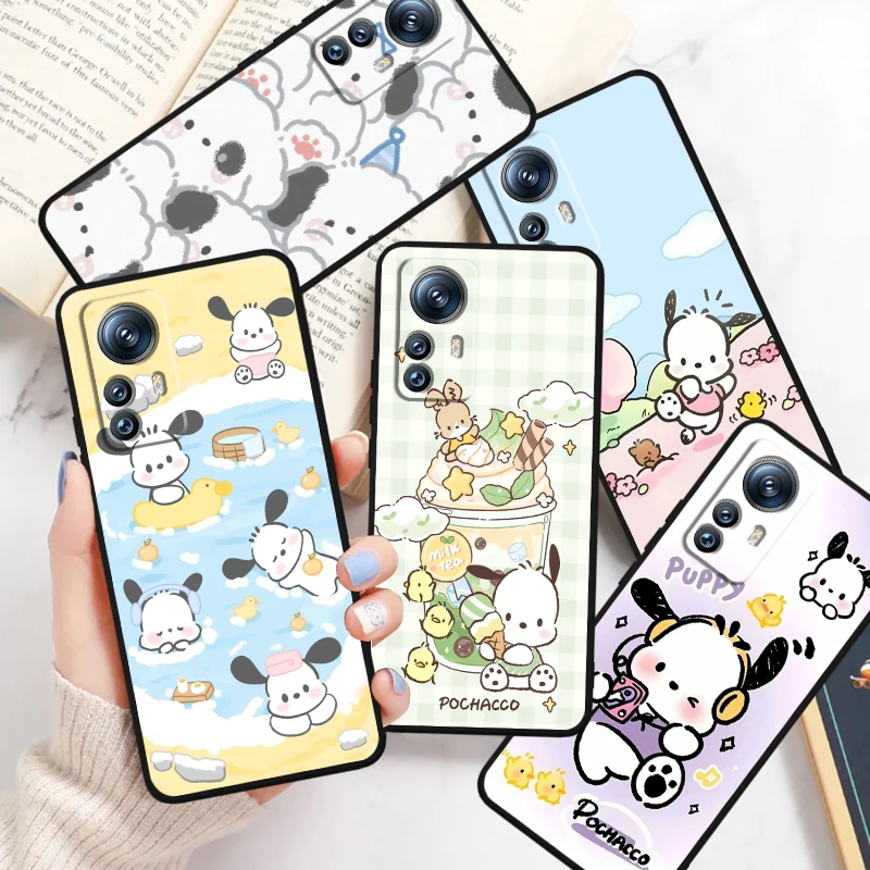 Pacha Dog Sanrio Cartoon Cute For Xiaomi Mi Poco F5 F4 F3 X6 X5 X4 X3 M6 M5 M5S M4 M3 C65 Pro GT NFC 5G Black Back Phone Case