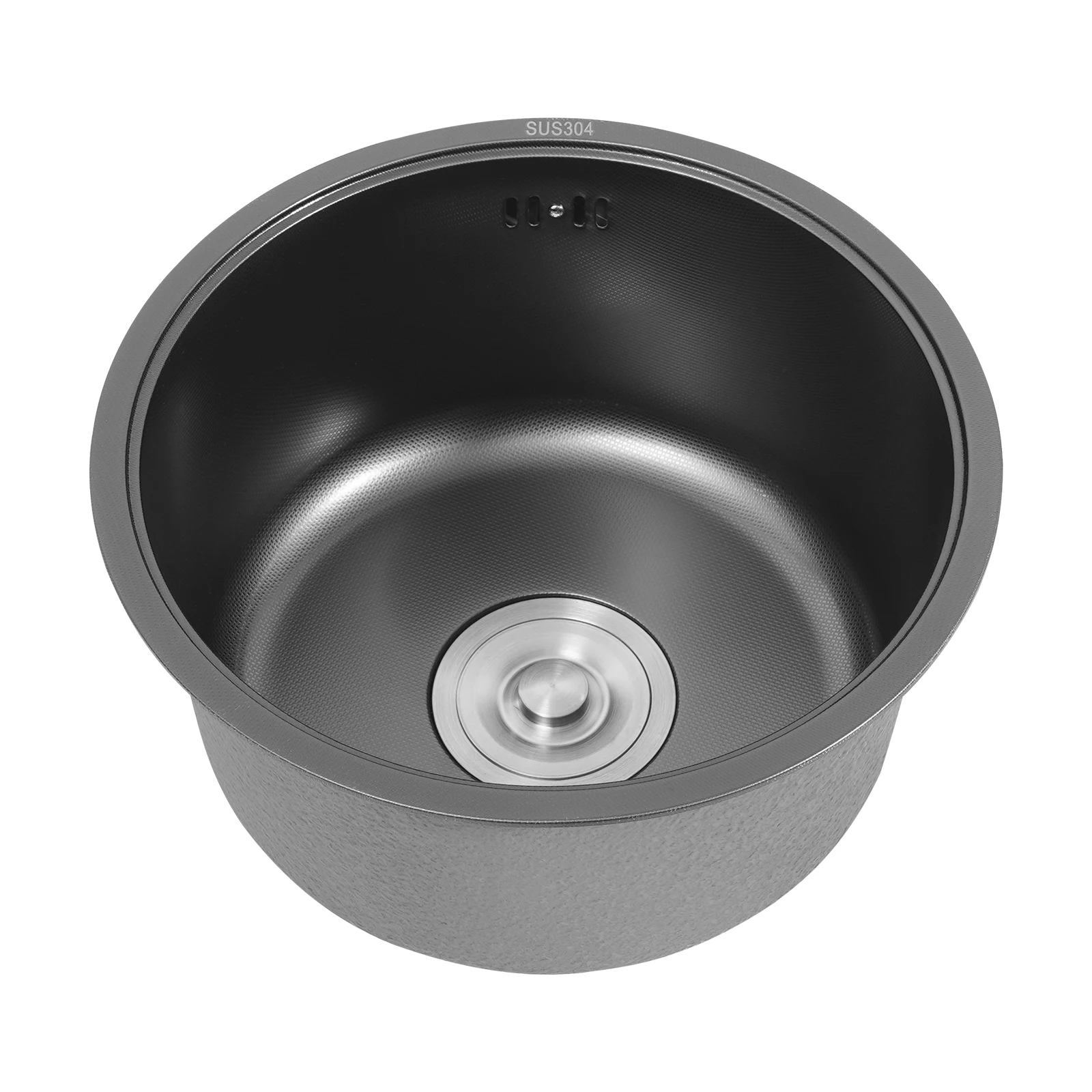 Runde Küchenspüle 14,2x7,5 Zoll, Einzelbecken-Spüle aus 304 Edelstahl mit Sieb, Nano-Beschichtung für Wohnmobil-Bar – Detail 6