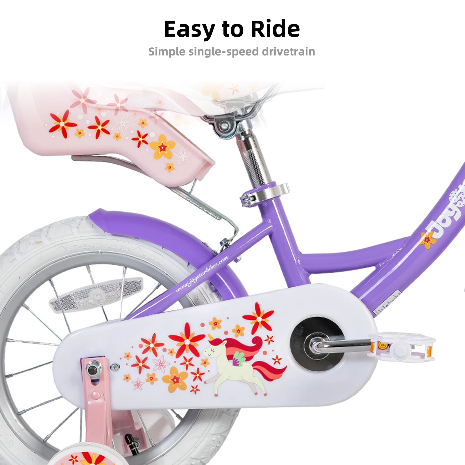 Bicicleta infantil JOYSTAR para meninas de 2 a 9 anos, 12 14 16 18 polegadas com rodas de treinamento, assento de boneca, serpentinas, cesta, roxa