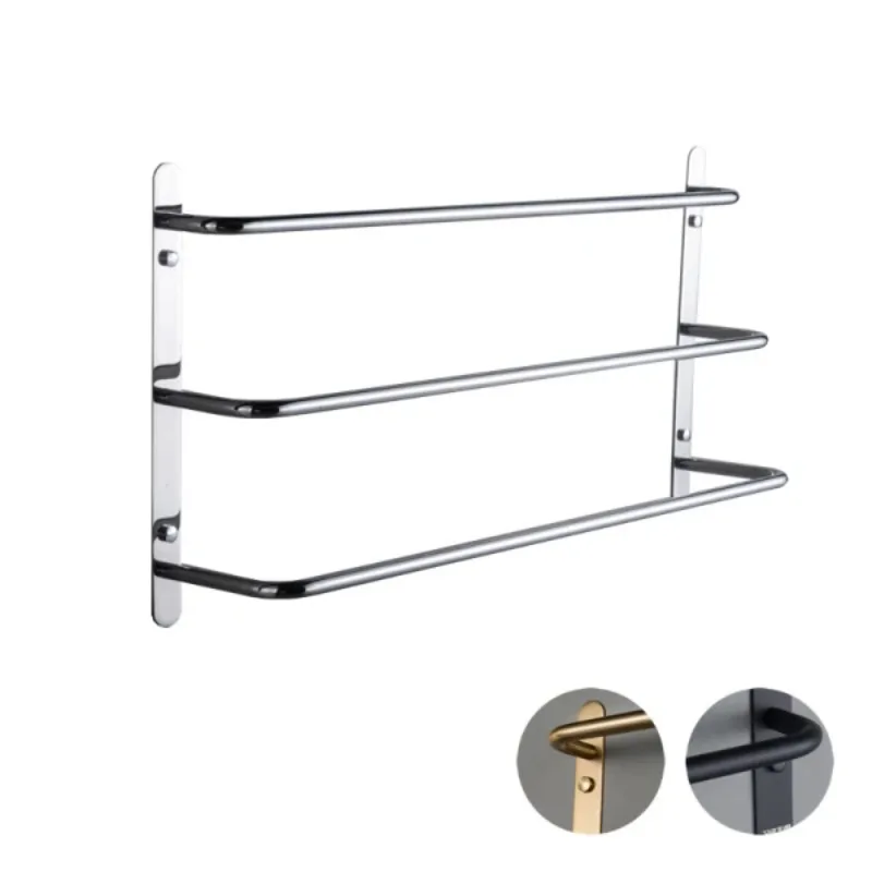 

304 Stainless Steel Hand Polishing Finished Three Stagger Layers Towel Bars Towel Rack Wall Mounted Multilayer Bathroom Acces