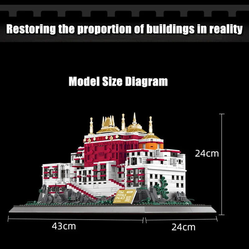 Creative Collection Assembly Bricks Model Of Scenic Spots In Potala Palace, Tibet Building Blocks Toys Gifts For Adult