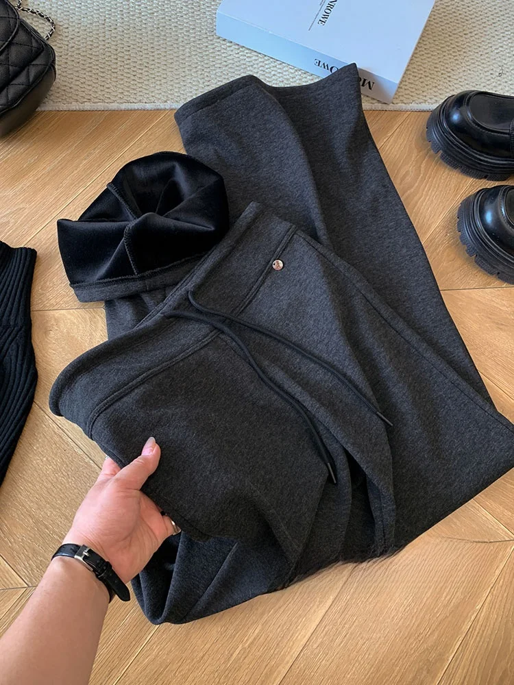 Trendy American High Waist Bell Bot Yoga Pants Women's Small Size Faionable Fce Dstring Sports Sweatpants