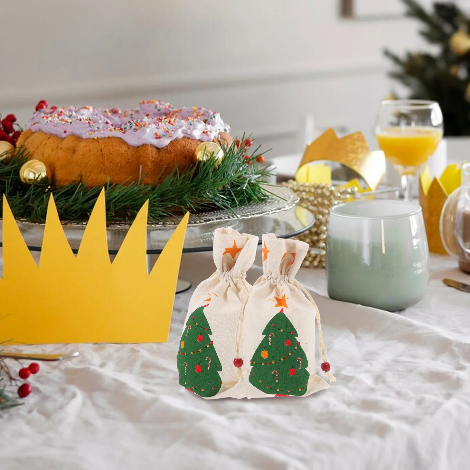 

8Pcs Christmas Drawstring Bags Gift Storage Large Capacity Xmas Bell Pattern Party Decoration Bag Gift Bags Storage Bag