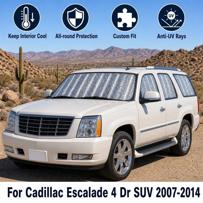 For Cadillac Escalade 4 Dr SUV 2007-2014 Full Set Car Window Sunshades UV Block Privacy Heat Insulated Foldable Car Curtain
