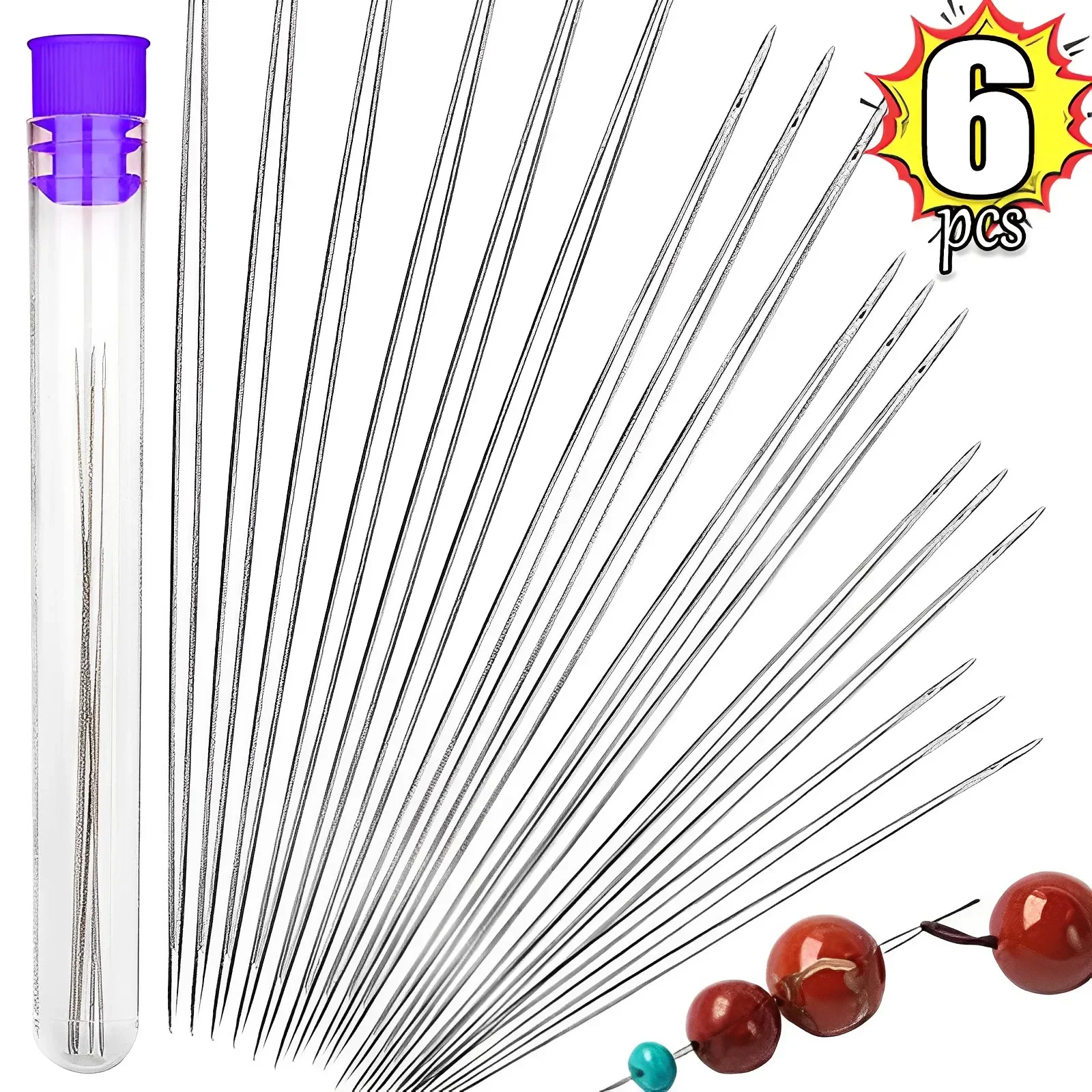 5/6PCS Beading Needles Big Eye Seed Beads Needles DIY Necklace Bracelet Tools Stainless Steel Pearls Threading Pins for Jewelry