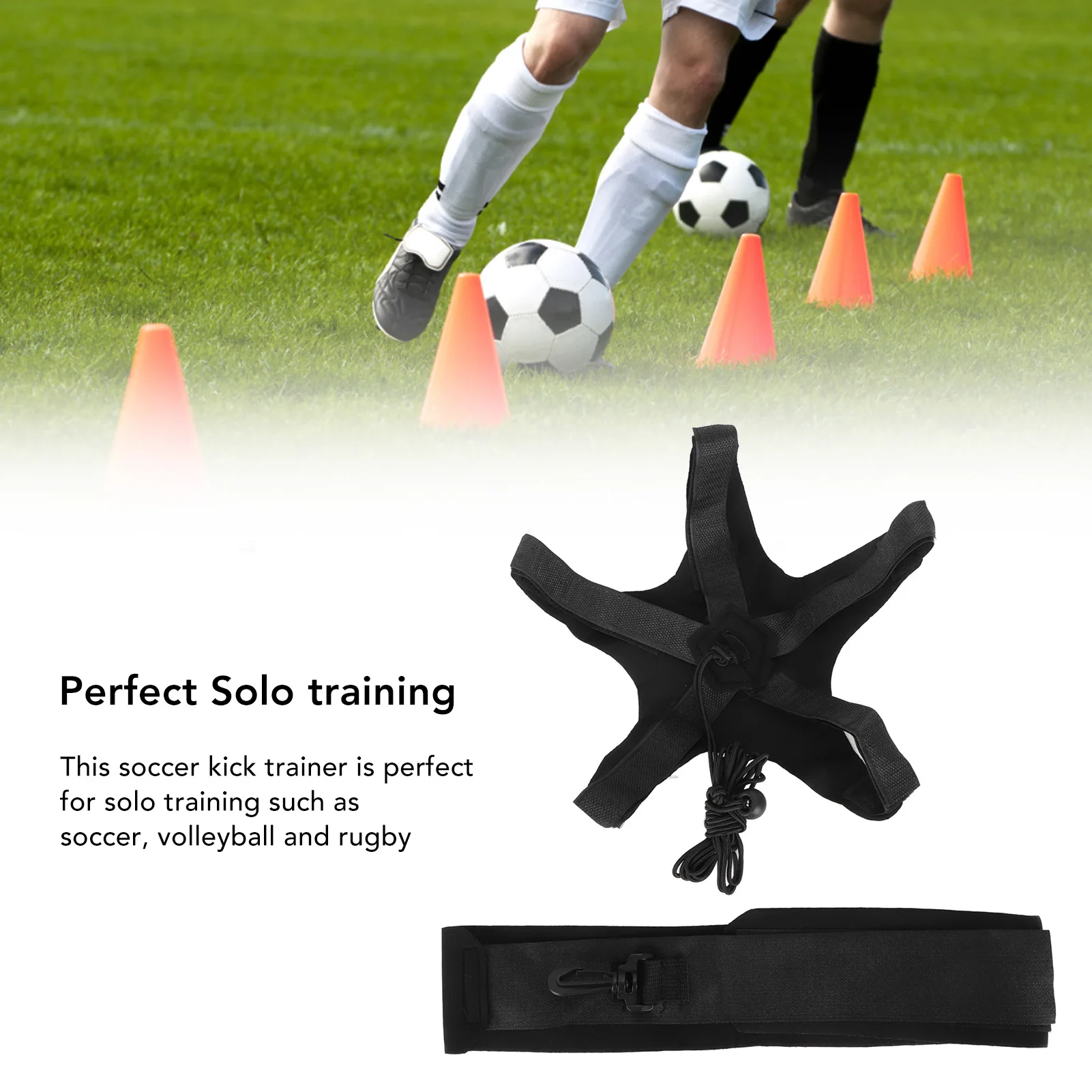 Solo Soccer Trainer Football Kick Throw Solo Practice Training Aid Control Skills Adjustable Waist Belt For Kids