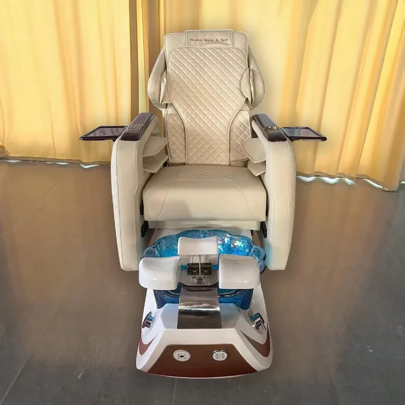 New Arrive Customizable SPA Pedicure Chair - Luxury Leather Foot Care Sofa with Diamond Stitching & Hydrotherapy Base (OEM/ODM F